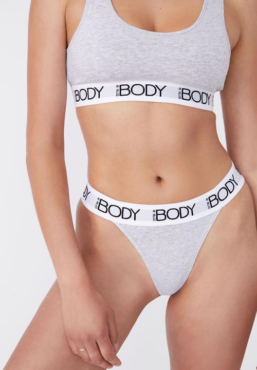 Cotton On - Body organic cotton tanga g-string brief - grey marle