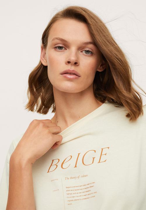MANGO - T-shirt pstcolor - light beige