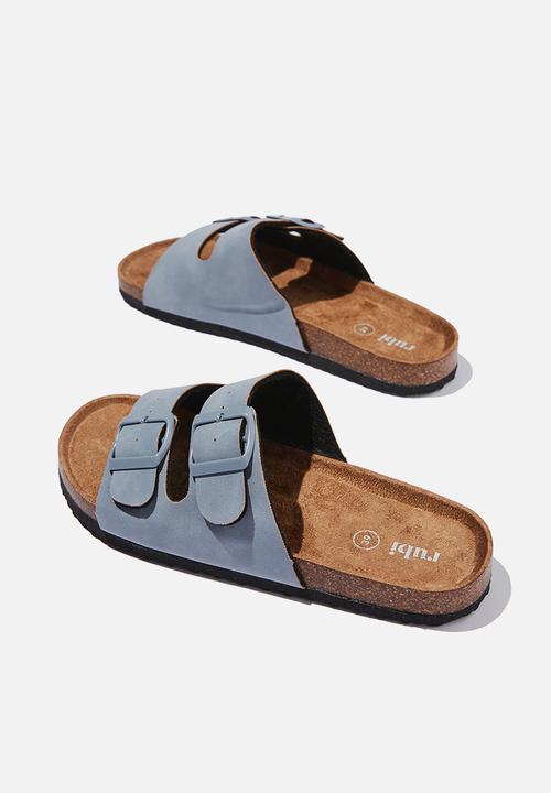 Cotton On - Rex double buckle slide - dusty blue nubuck