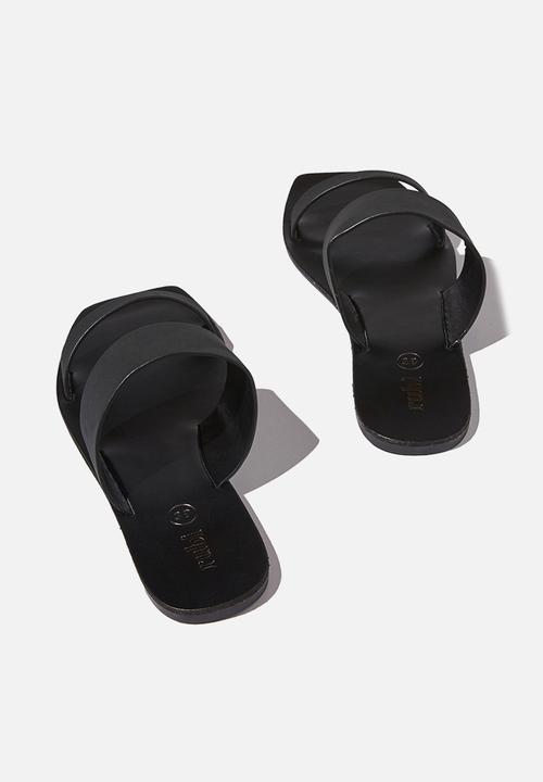 Cotton On - Everyday kylie two strap slide - black nubuck