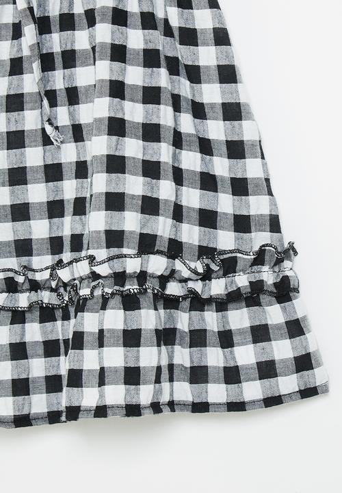 Me&B - Elasticated skirt with pie crust detail - black gingham