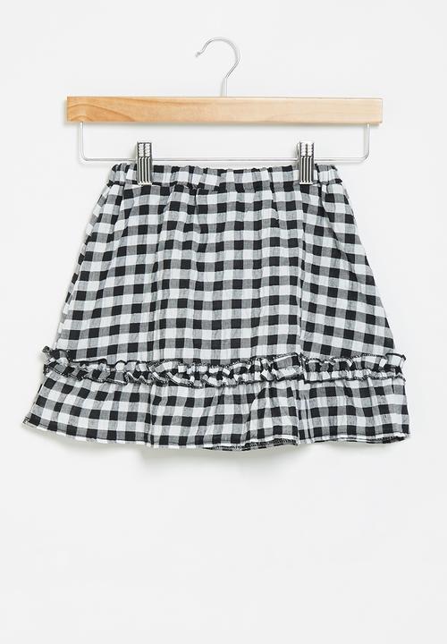 Me&B - Elasticated skirt with pie crust detail - black gingham