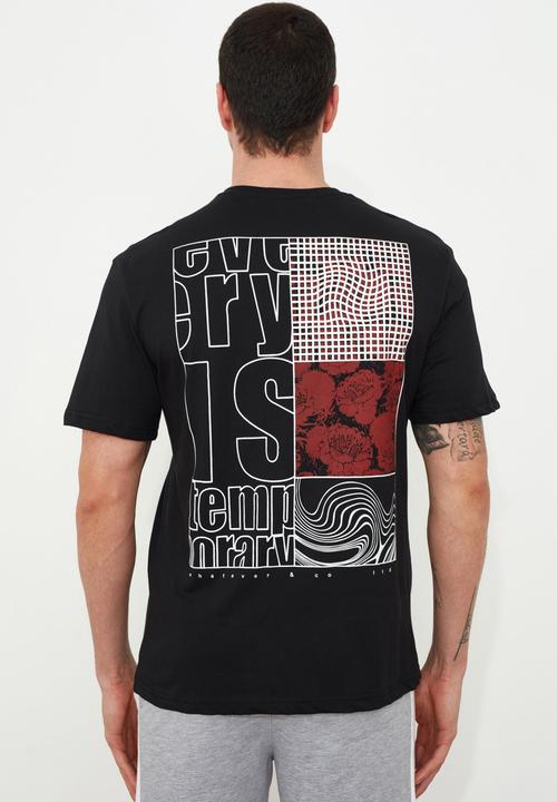 Trendyol - Big back printed short sleeve tee - black