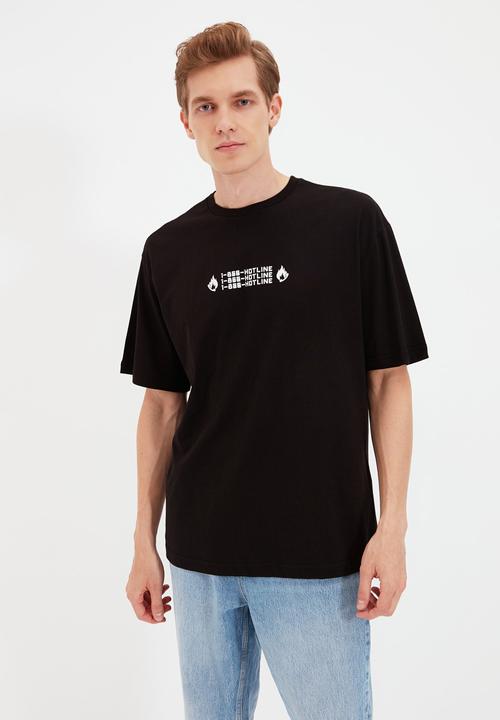 Trendyol - Burning telephone printed tee - black