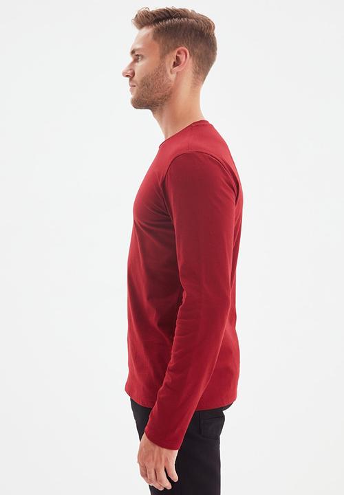 Trendyol - High crew neck long sleeve tee - burgundy