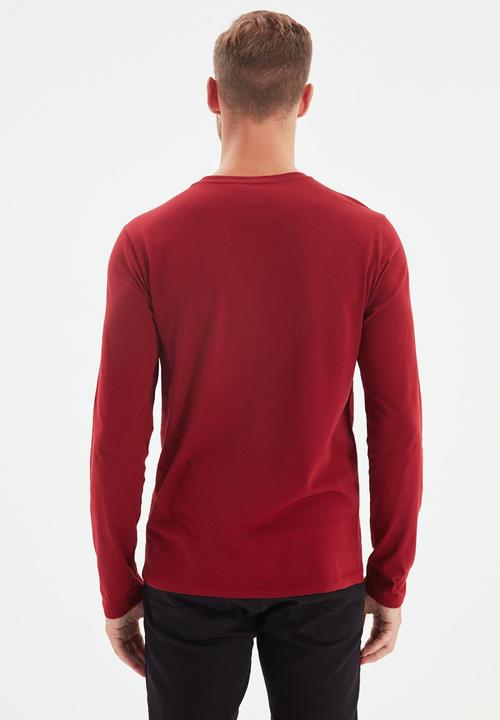 Trendyol - High crew neck long sleeve tee - burgundy