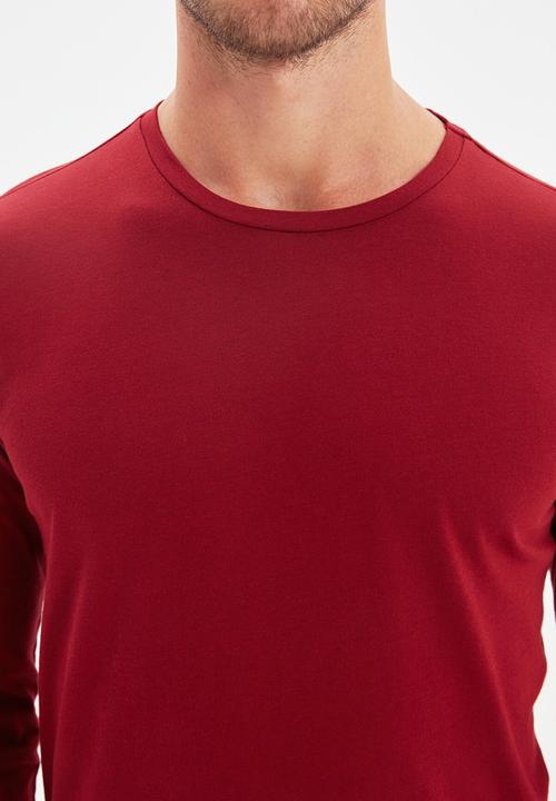 Trendyol - High crew neck long sleeve tee - burgundy