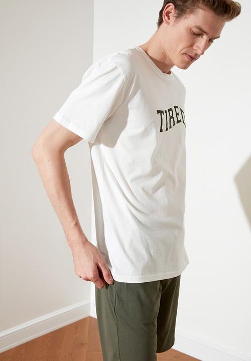 Trendyol - Tired printed pj set - khaki
