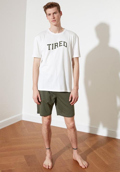 Trendyol - Tired printed pj set - khaki