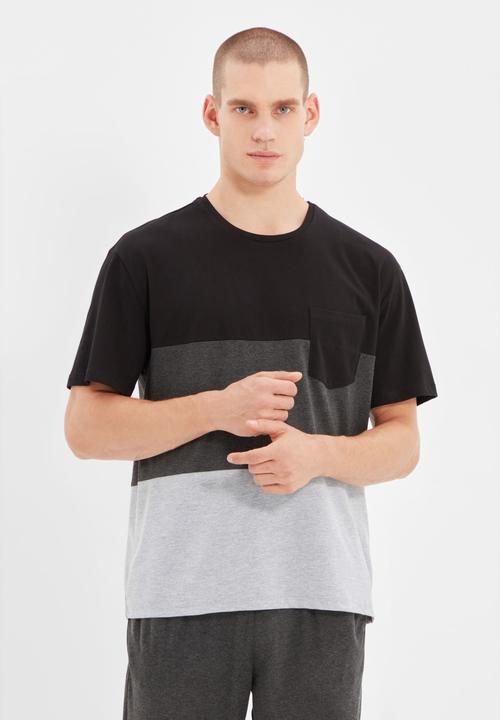 Trendyol - Craig colour block pj set - anthracite