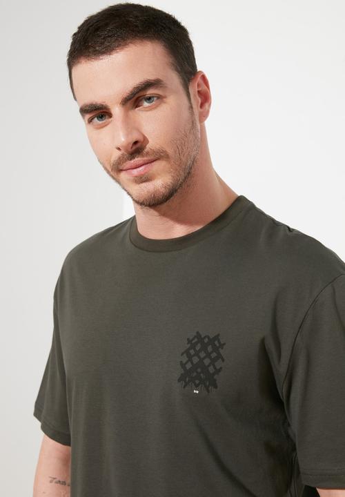 Trendyol - Crosses back print short sleeve tee - khaki