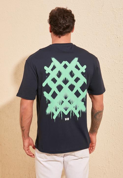 Trendyol - Crosses back print short sleeve tee - navy