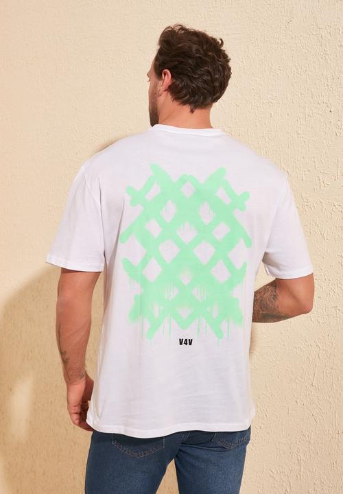 Trendyol - Crosses back print short sleeve tee - white