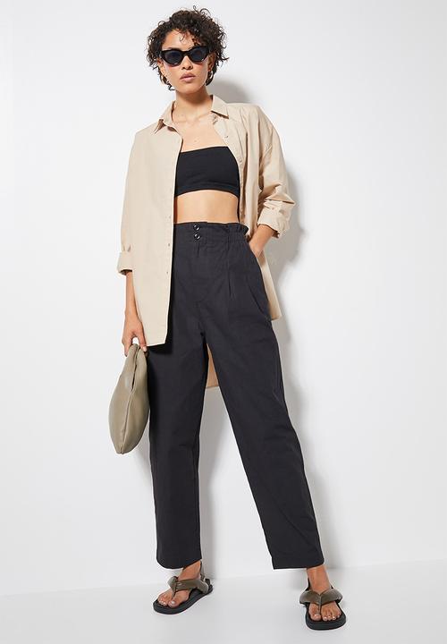 Superbalist - Casual paperbag trousers - black