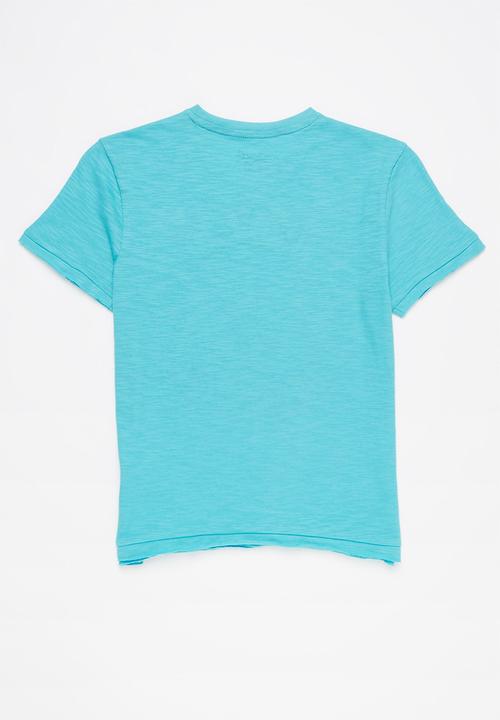POLO - Boys pjc sebastian printed v neck tee - turquoise