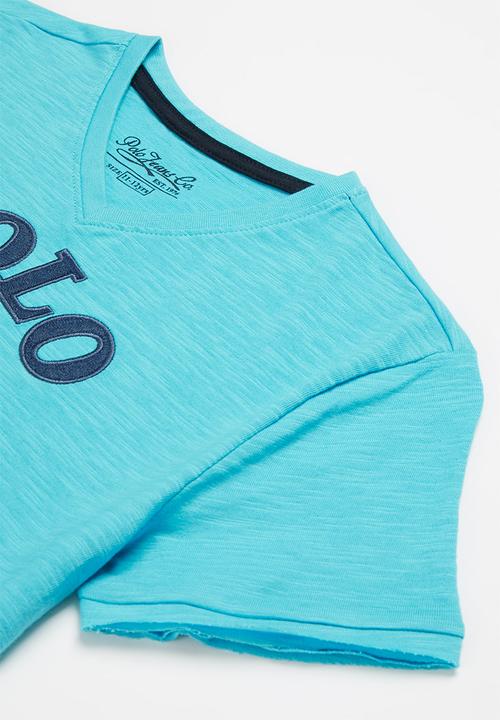 POLO - Boys pjc sebastian printed v neck tee - turquoise