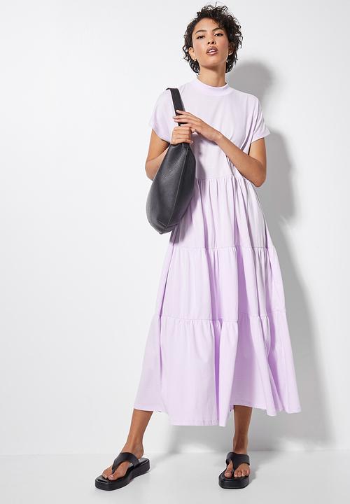 Superbalist - Tiered knit T-shirt dress -  lilac sache