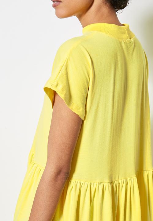 Superbalist - Tiered knit T-shirt dress - lemon verbena