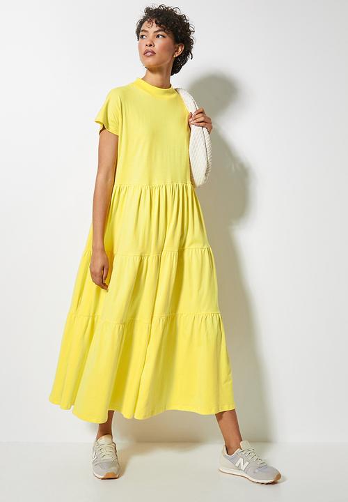 Superbalist - Tiered knit T-shirt dress - lemon verbena