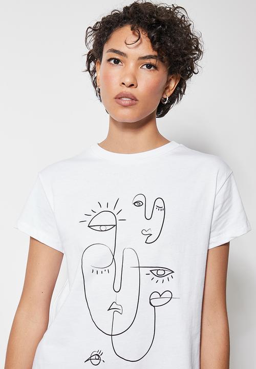 Superbalist - Abstract doodle tee - white