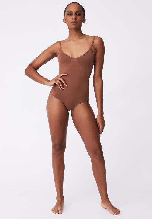Cotton On - Go figure plunge bodysuit - chocolate mousse
