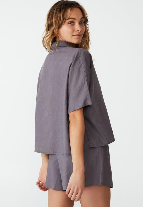 Cotton On - Linen blend sleep set - very berry