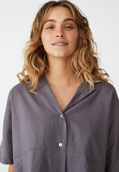 Cotton On - Linen blend sleep set - very berry