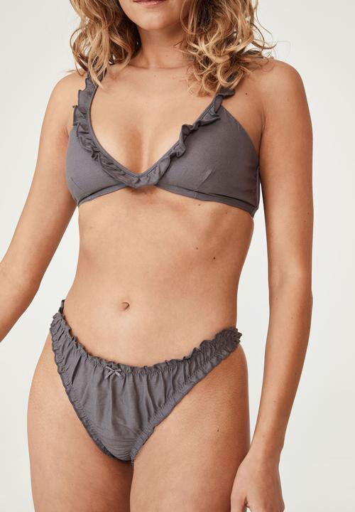 Cotton On - Linen ruched g string brief - very berry