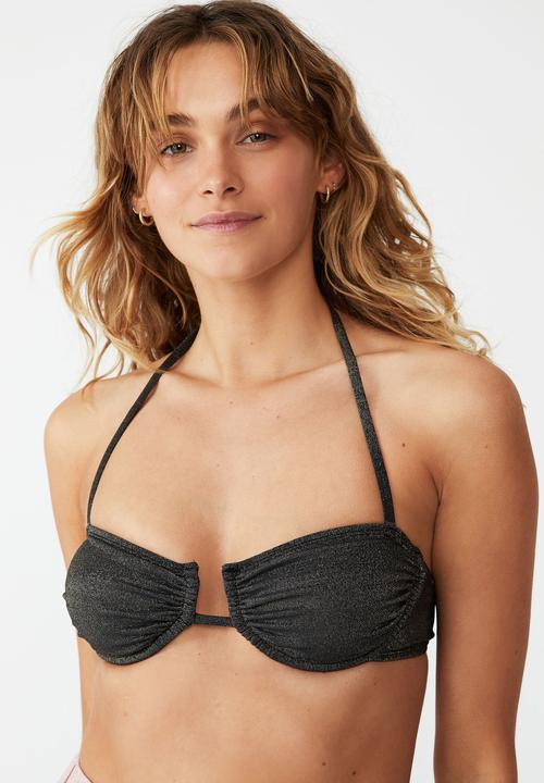 Cotton On - Mermaid bikini top - black lurex shimmer