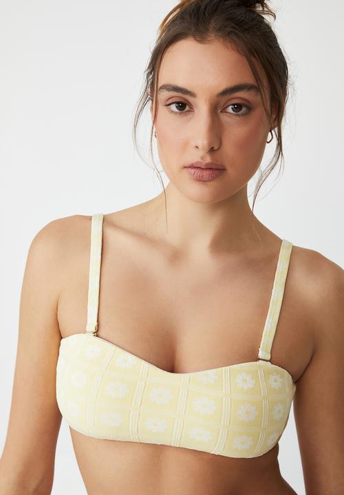 Cotton On - Sweetheart crop bikini top - butter popcorn