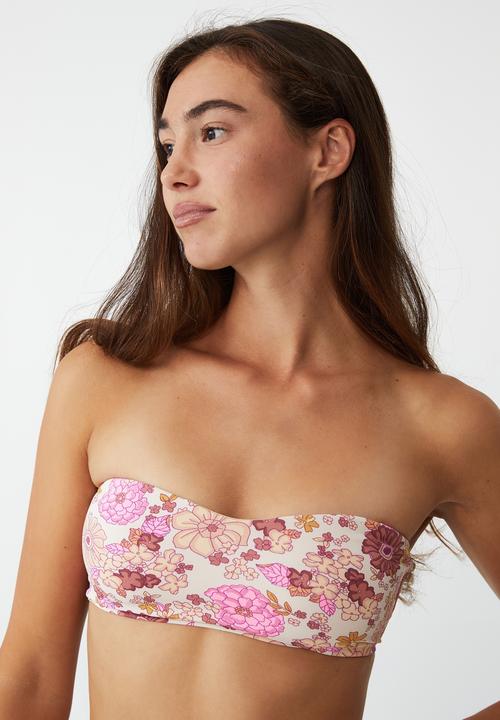 Cotton On - Sweetheart crop bikini top - pink 
