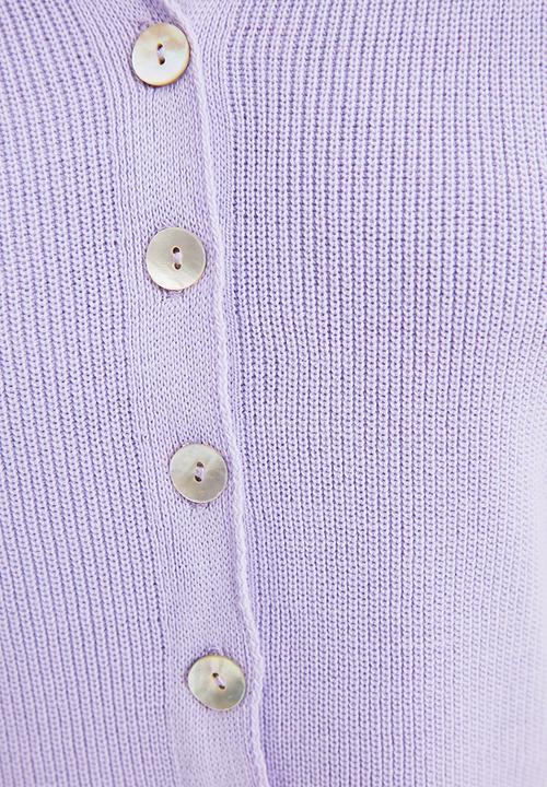 Trendyol - Polo collar crop knit t-shirt - lilac