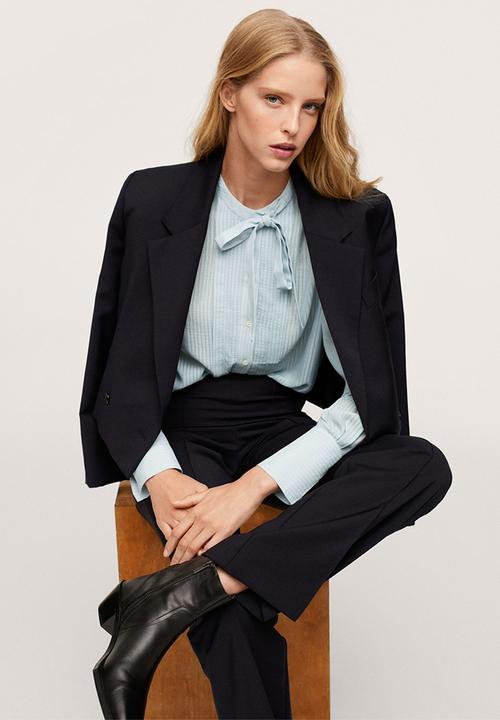 MANGO - Blouse blanca - medium blue