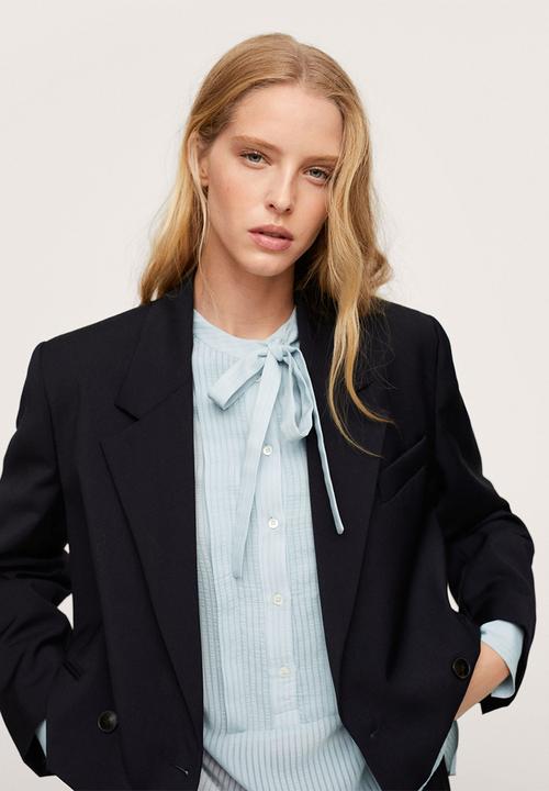 MANGO - Blouse blanca - medium blue