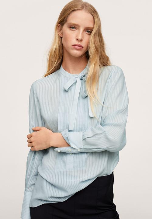 MANGO - Blouse blanca - medium blue