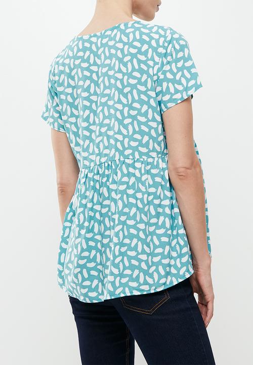 edit Maternity - Babydoll top - aqua brushstroke