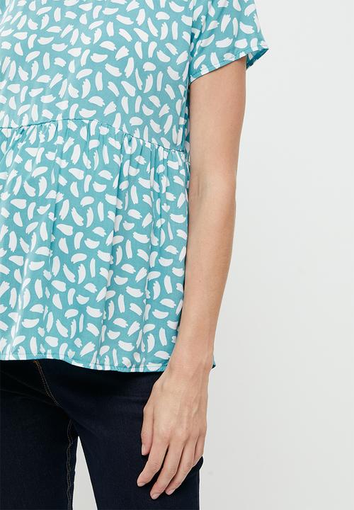 edit Maternity - Babydoll top - aqua brushstroke