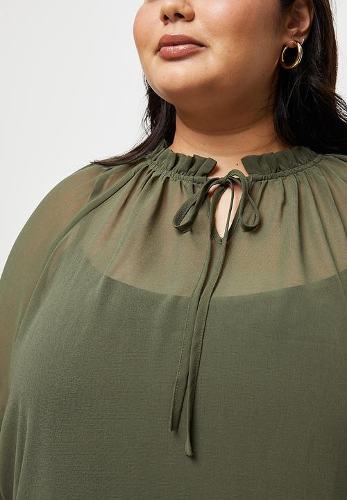 edit Plus - Sheer balloon sleeve blouse - olivia