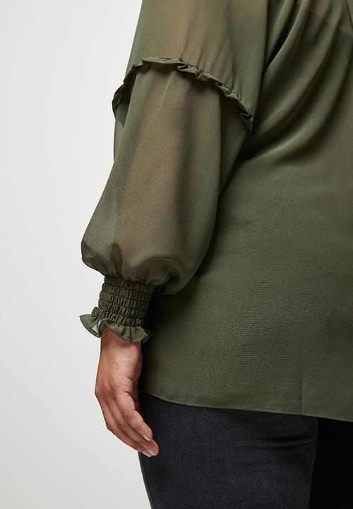 edit Plus - Sheer balloon sleeve blouse - olivia