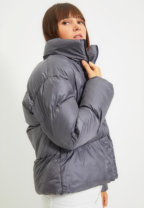 Trendyol - Oversized stand up collar down jacket - anthracite