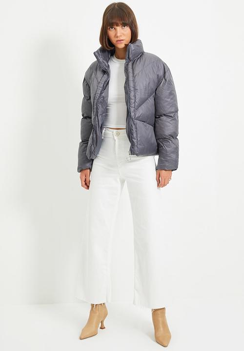 Trendyol - Oversized stand up collar down jacket - anthracite
