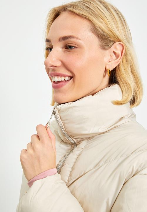 Trendyol - Oversized stand up collar down jacket - stone