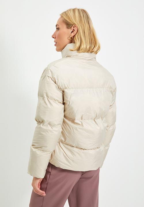 Trendyol - Oversized stand up collar down jacket - stone