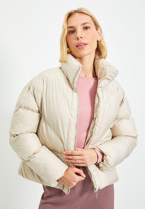 Trendyol - Oversized stand up collar down jacket - stone