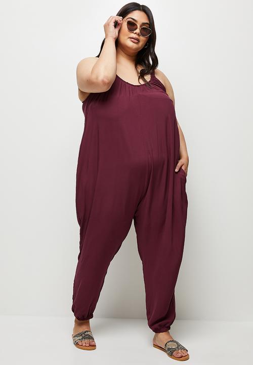 edit Plus - Oversized woven jumpsuit - berry