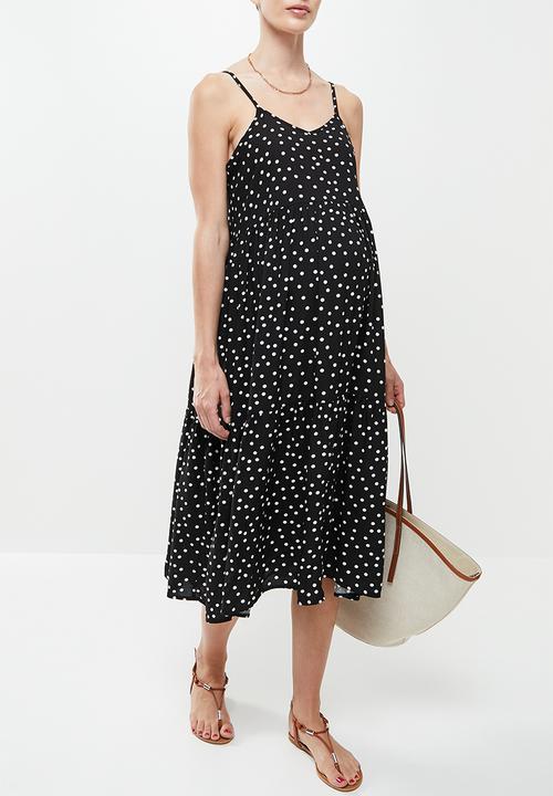 edit Maternity - Swing dress - white polka dot