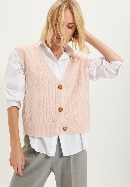 Trendyol - Button knit sweater - powder pink