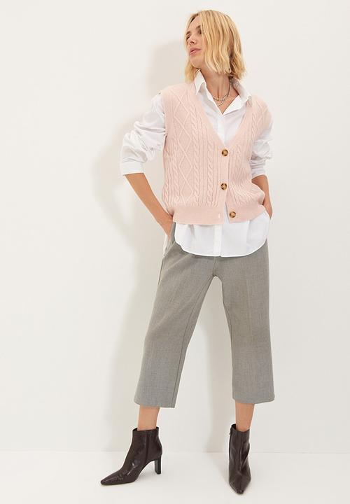 Trendyol - Button knit sweater - powder pink