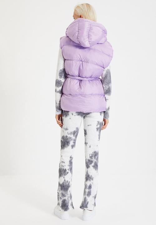Trendyol - Belt hooded puffer vest - purple