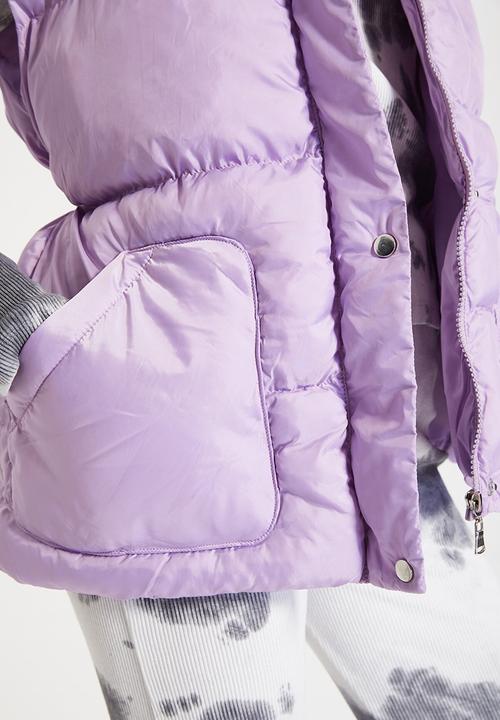 Trendyol - Belt hooded puffer vest - purple
